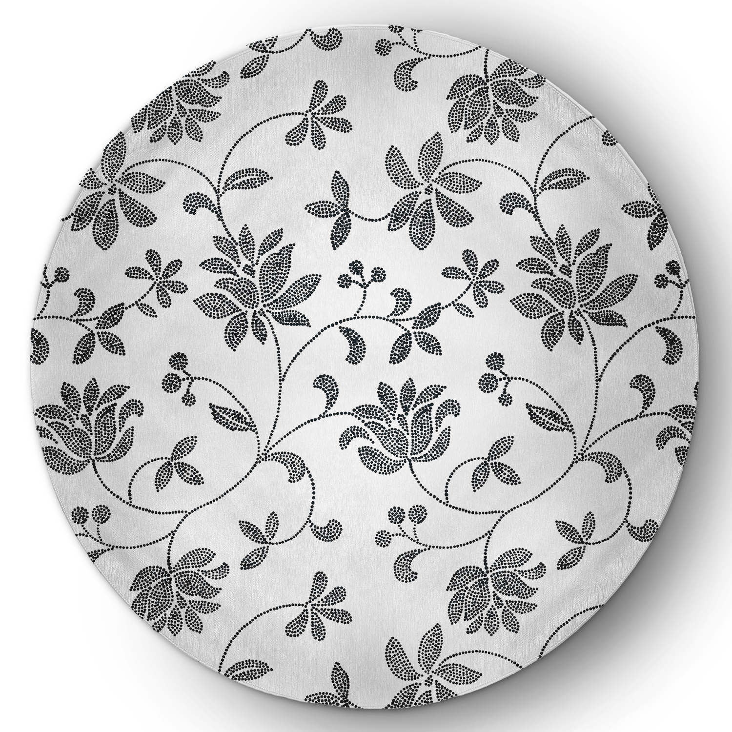5' Round Simply Daisy Traditional Floral French Country Chenille Area Rug, Black