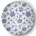 thumbnail image 1 of 5' Round Simply Daisy Traditional Floral French Country Chenille Area Rug, Porcelain Blue, 1 of 4