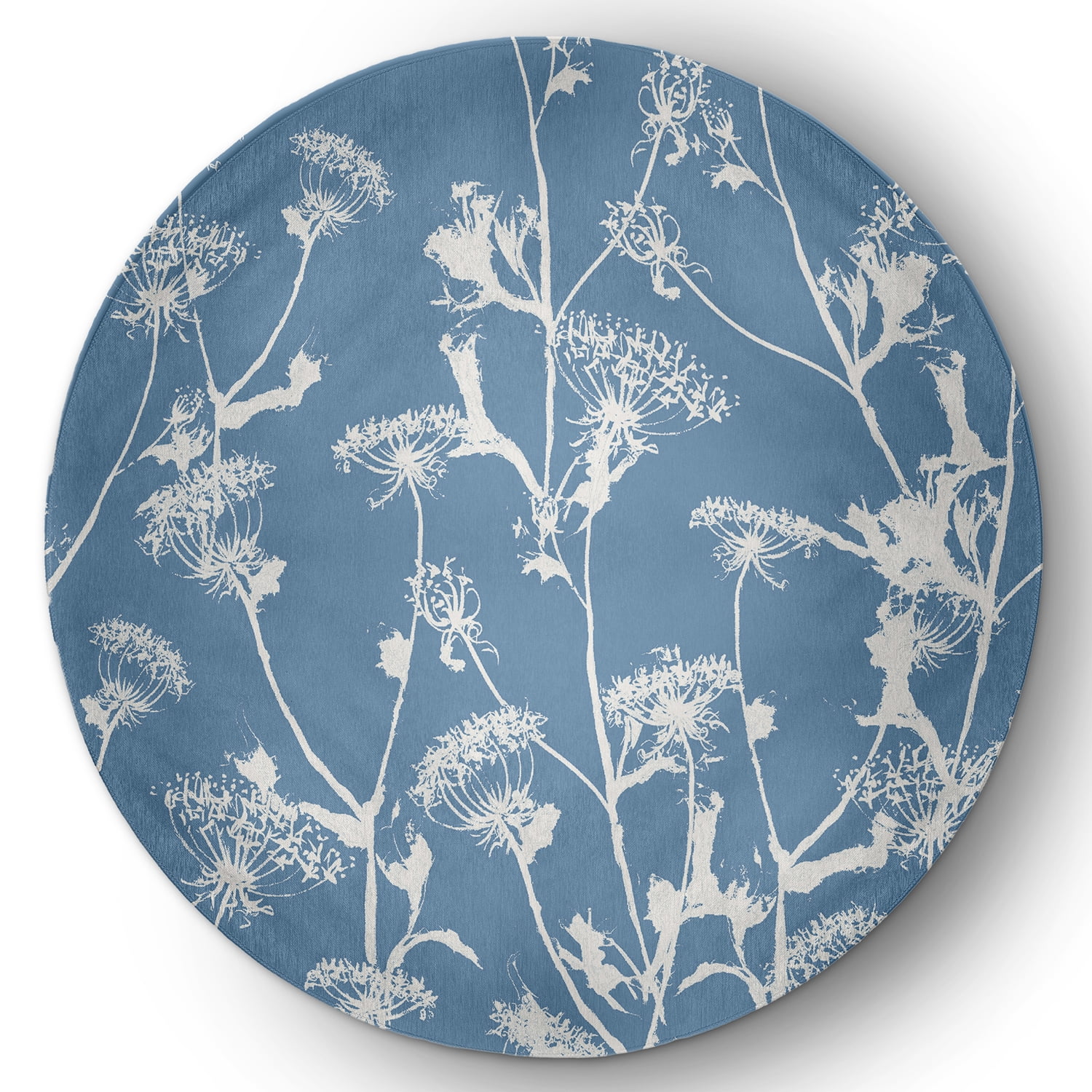 5' Round Simply Daisy Windy Blossom Modern & Contemporary Chenille Area Rug, Blue