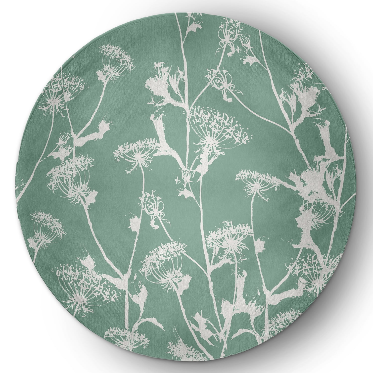 5' Round Simply Daisy Windy Blossom Modern & Contemporary Chenille Area Rug, Green