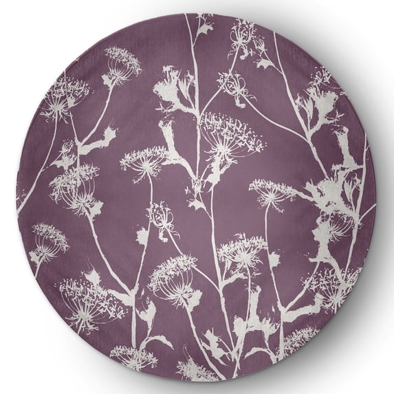 5' Round Simply Daisy Windy Blossom Modern & Contemporary Chenille Area Rug, Purple