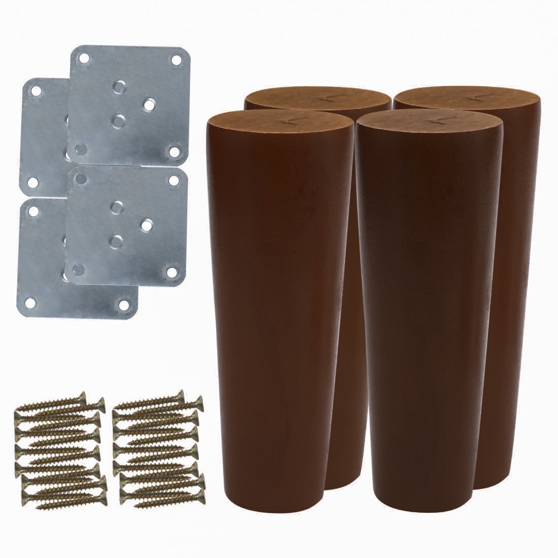 5" Brown Solid Wood Furniture Leg Set of 4