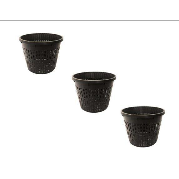 5" Round Water Garden Pond Aquatic Plastic Mesh Slotted Plant Basket X 3 Pack, Pond H2o Plastic Water Garden Planting Baskets Aquaponics, Hydroponics