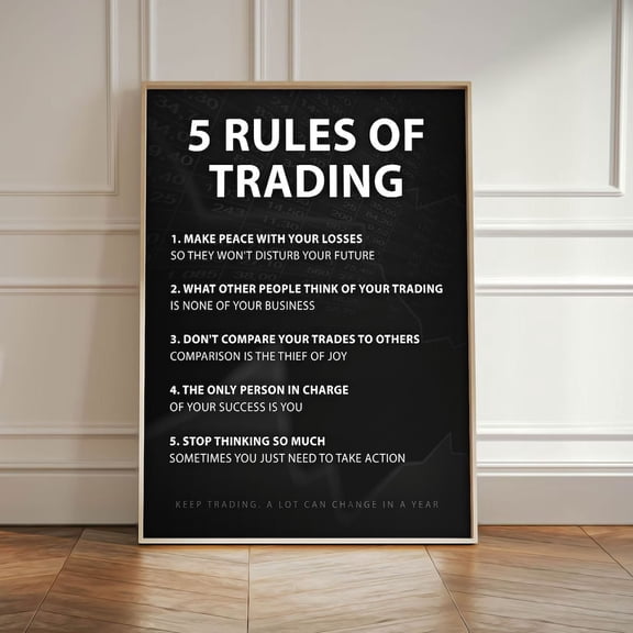 5 Rules Of Trading Trading Rules Trader Mindset Stock Market Motivation Trading Quote Office Poster Unframed Paper Print