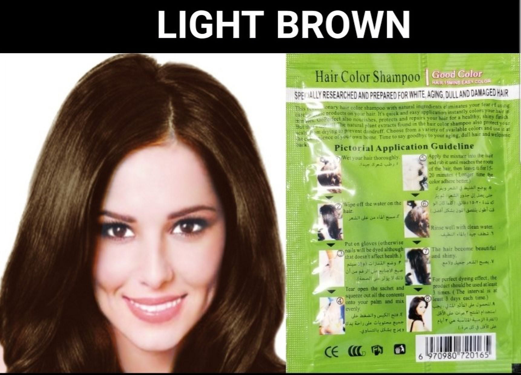 5 SACHETS LIGHT BROWN HAIR DYE SHAMPOOCOLOR LAST UP TO 30 DAYSGP