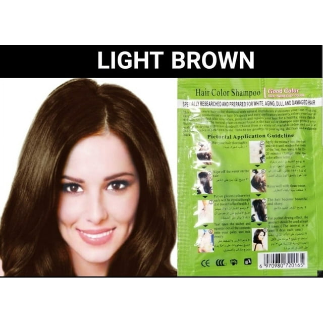 5 SACHETS LIGHT BROWN HERBAL HAIR DYE SHAMPOOCOLOR GRAY HAIR IN