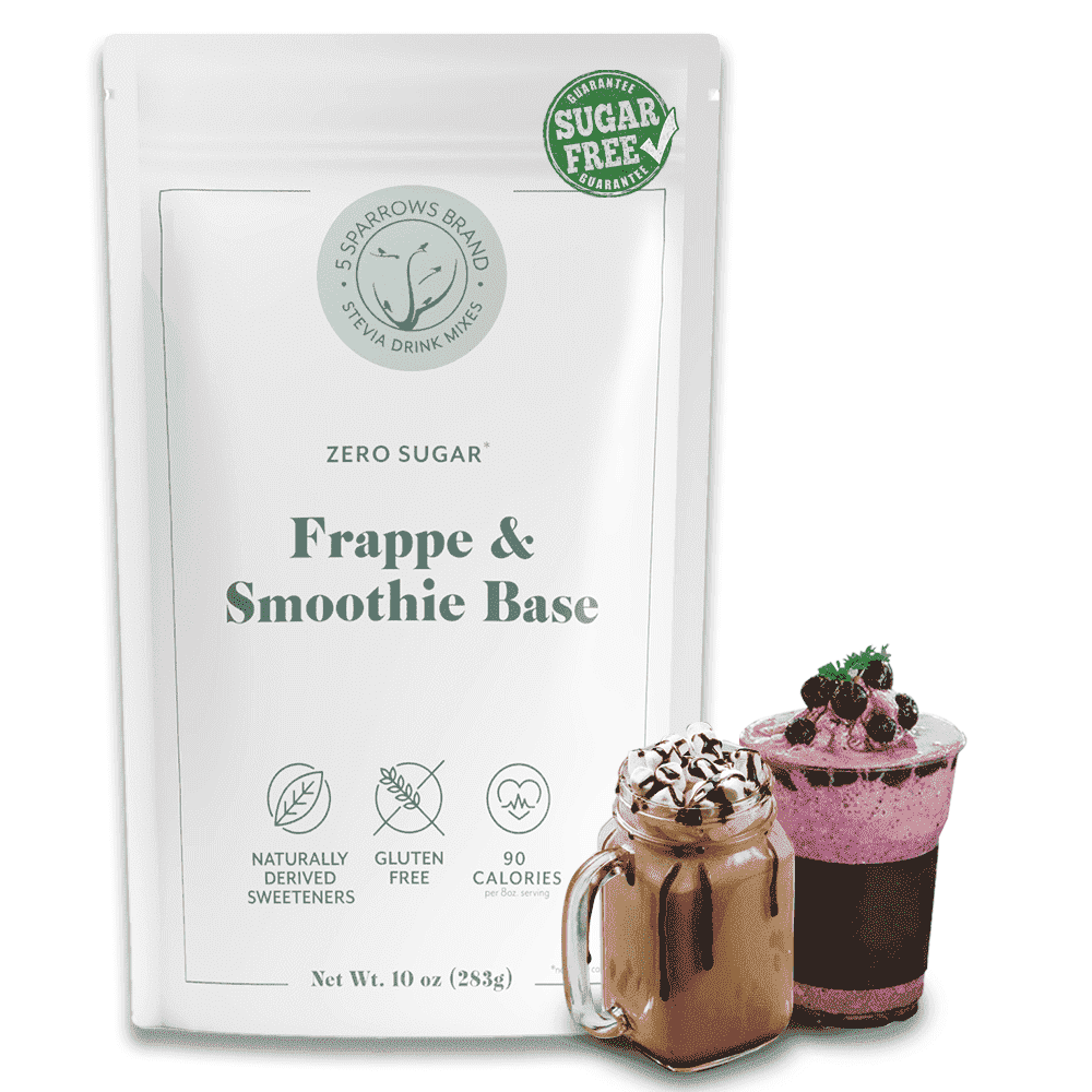 5 SPARROWS Healthy Sugar-Free Frappe Mix Powder, Milkshake & Smoothie Mix Base - Stevia-Sweetened, Zero Sugar Creamer, Keto-Friendly Drink Mix, 10 oz