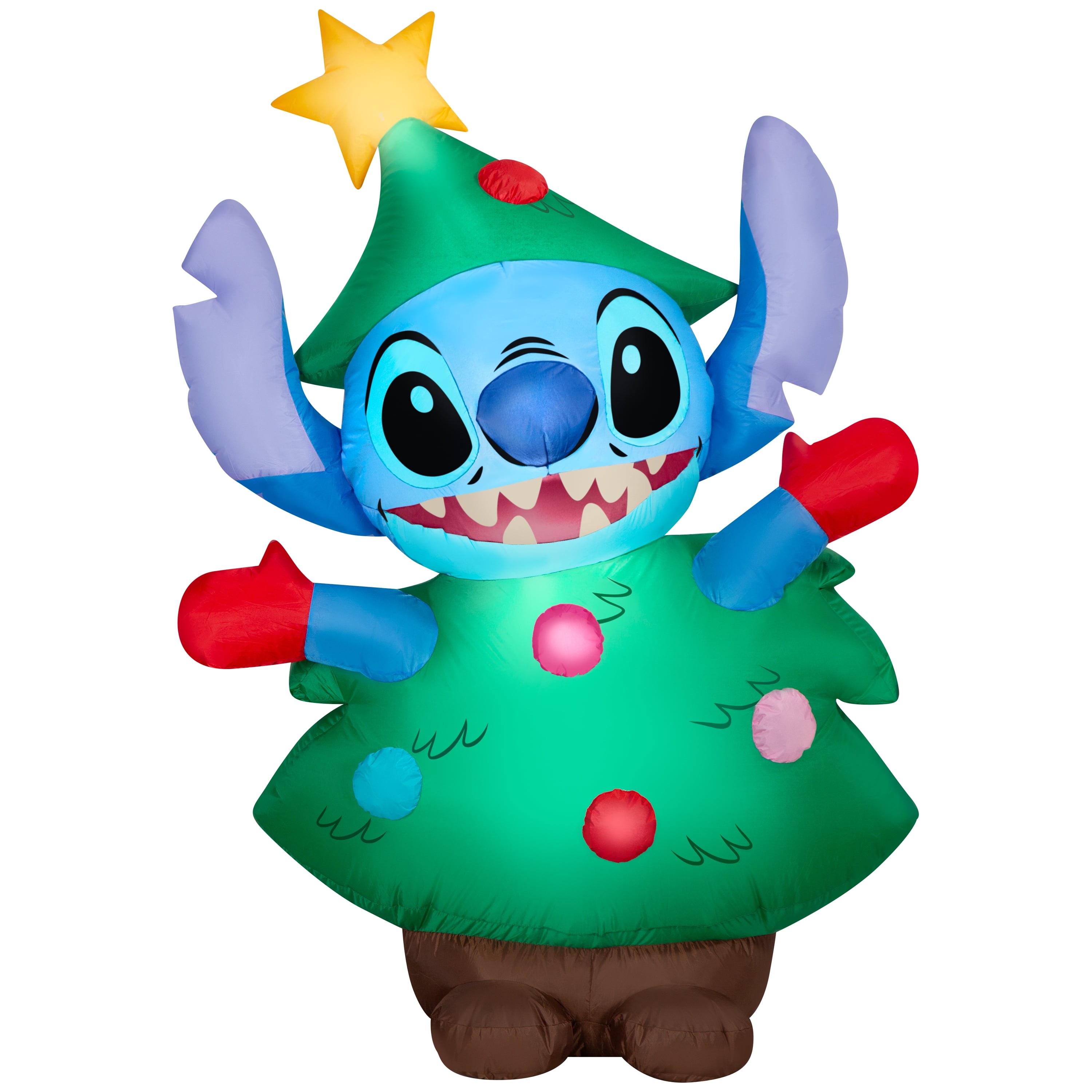 Airblown Christmas Yard Inflatable Stitch in Christmas Tree Costume by Disney, 5 ft