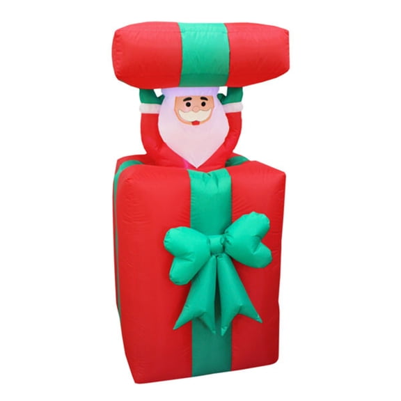 5' Santa Up Down in Gift Box Inflatable Yard Decoration Motif Display