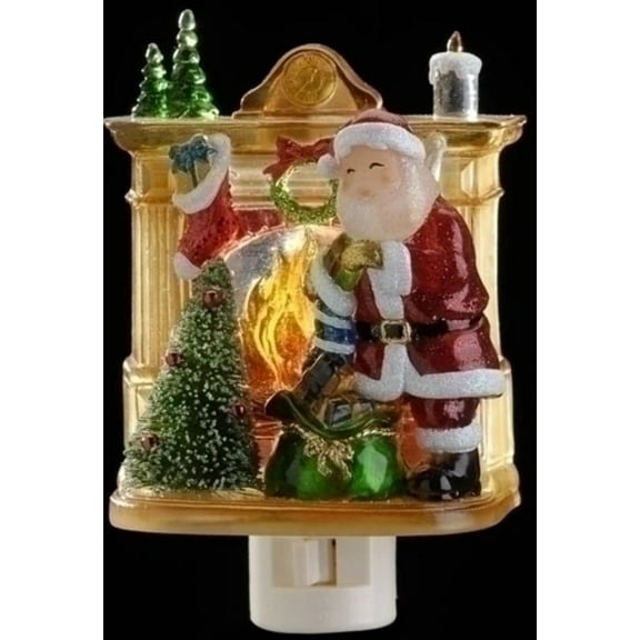 5" Santa with Presents Next to Fireplace Christmas Night Light