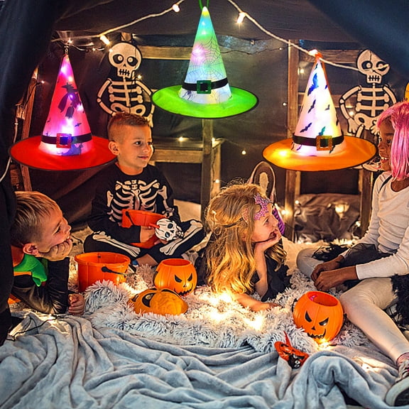 Under $5! Saving! XGFHYJEH Halloween Witch Hat, Halloween Decorations Lights up Hat for Costume Party, Halloween Decor Clearance, Halloween Ornaments Decoration