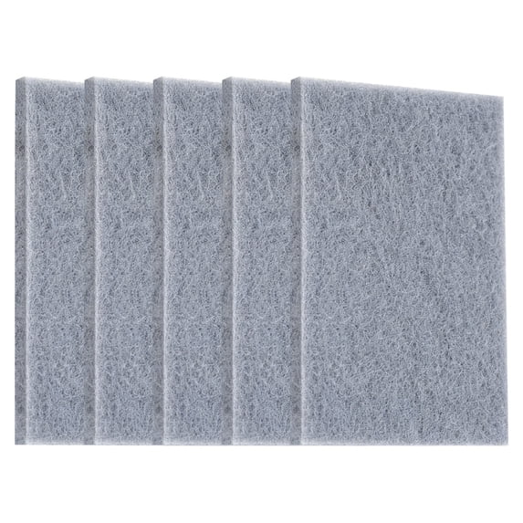 5 Scouring Pads, Gray, 14*9 Cm, Mohdy Plastic Household Cleaning Cloth, Grey White Scouring for Household Kitchen Dishwashing Brushing Pots and Cleaning Utensils Scouring for Cleaning, 5