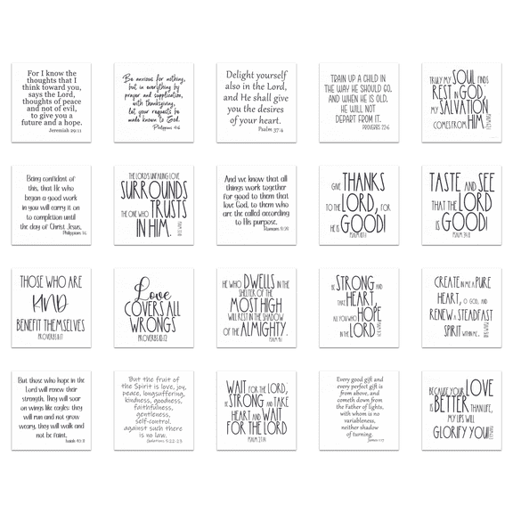 5" Scripture Bible Verse Precut Quilt Squares, 20 Piece Charm Pack