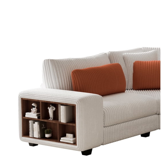 5-Seat Beige Sectional - Easy to Assemble in 3 Styles - Family Living Space - Enjoy Exquisite Life
