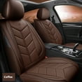 thumbnail image 1 of 5-Seat Car Seat Covers Protector Front / Rear Universal Coffee PU Leather Auto Seat Covers 3Pcs, 1 of 6