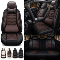 5 Seat Covers for 96% Jeep Models,Leather Car Seat Cushions,Waterproof Seat Covers for Cars with Headrests,Interior Accessories(Luxury,Black/Coffee)