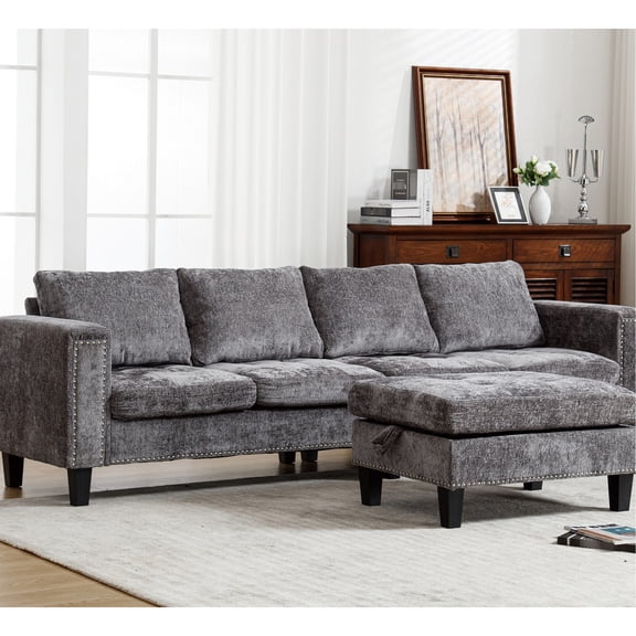 5 Seat Gray Sofa with Modular Design - Easy to Install in Your Home