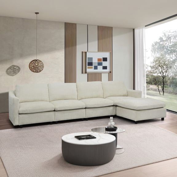 5 - Seat Modern Fabric Sofa / High - quality Rebound Memory Foam for Long - lasting Support