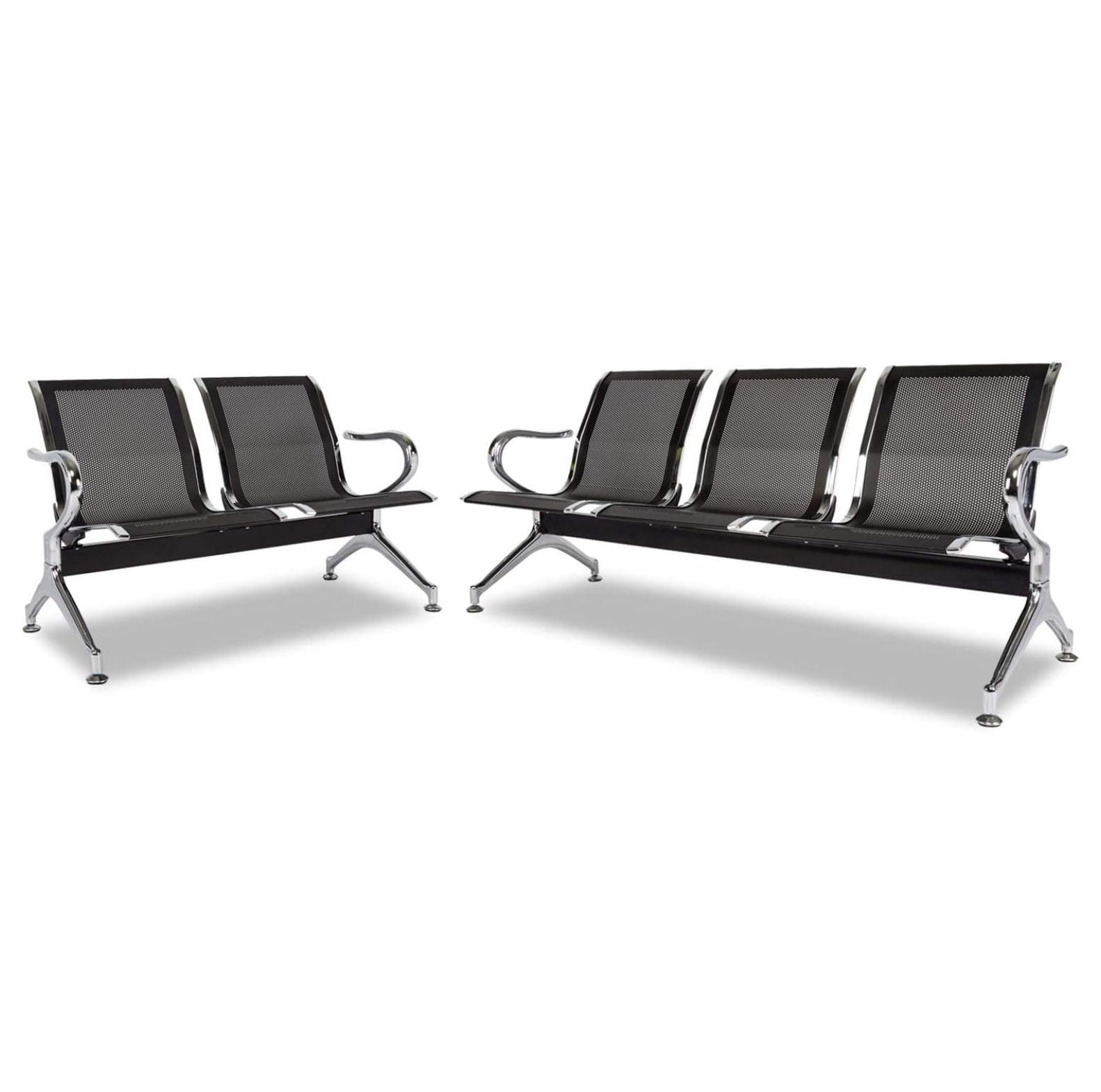 5 Seat Reception Chair Black Office Guest Waiting with Arms; Airport ...