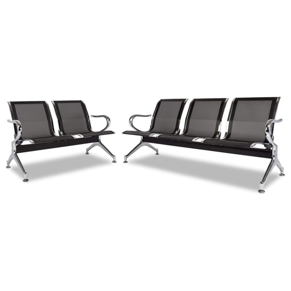Sentado Reception Seating 5 Seat Reception Chair Black Office Guest Waiting with Arms; Airport ...