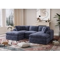 thumbnail image 1 of 5-Seat U-Shape Modular Sectional Sofa with Ottomans, Boneless Cloud Couch, No-Assembly Living Room Design, 110" Wide, Navy, 1 of 9