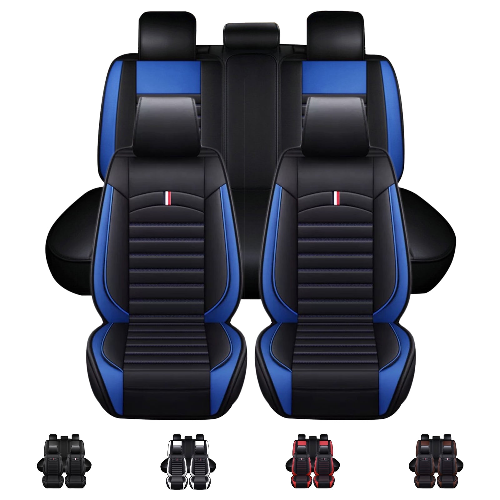 5 Seats Car Seat Covers For 2000 2024 Audi Q2 Q3 A4 A5 80 Quattro PU Leather Auto Car Seats Covers Set Protector Black Blue Walmart