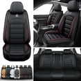 thumbnail image 1 of 5-Seats Car Seat Covers for 95% Nissan Models Leather Auto Vehicle Seat Cushions Waterproof Seat Cover Airbag Compatible(Black&Red-Standard), 1 of 6