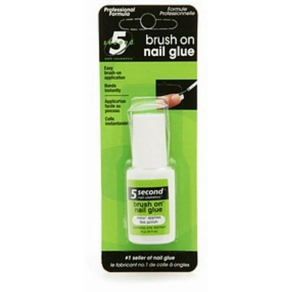 5 Second Brush-On Nail Glue Easy To Apply Polish, 0.2Oz, 6-Pack
