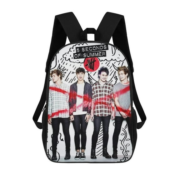 5 Seconds of Summer 5Sos Backpack 17 Inch Shoulder Bag Sturdy Laptop Backpack Daypack for Men Women Travel School