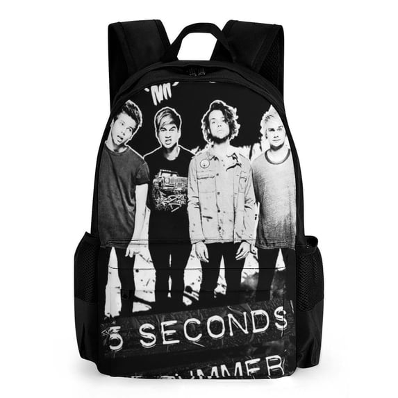 5 Seconds of Summer 5Sos Casual Backpack Shoulder Bag Daypack Computer Bag with Pocket High Capacity Schoolbag for Student College