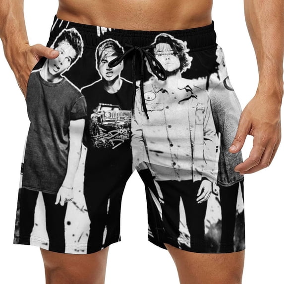 5 Seconds of Summer 5Sos Mens Board Shorts Quick Dry Swim Trunk Lightweight Soft Swimsuit Bathing Suit for Boys XL