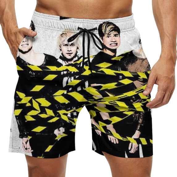 5 Seconds of Summer 5Sos Mens Board Shorts Quick Dry Swim Trunk Lightweight Soft Swimsuit Youth Bathing Suit for Boys 2XL