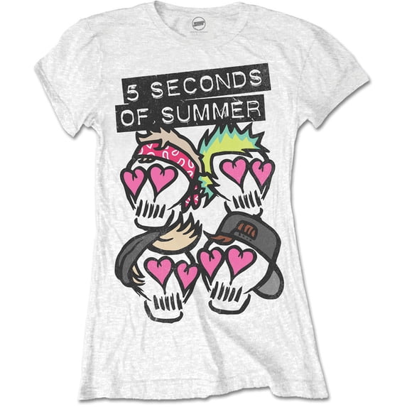 5 Seconds of Summer Ladies T-Shirt: Spray Skulls (Small)