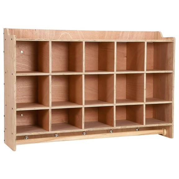 5-Section Coat Locker,15 Cubbies for Classrooms,Classroom Daycare Cubby with 4 Casters,5 Hooks and 2 Storage Boxes,for Home,School,Kindergarten