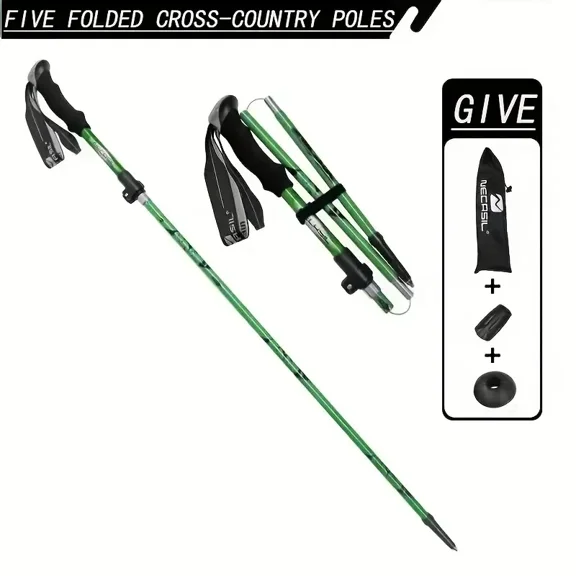 5-Section Collapsible Hiking Poles - Lightweight Trekking Poles With Secure External Lock, Adjustable Length, Sturdy - Ergonomic EVA Grip For Mountain Climbing, Camping, Trail Hiking - Perfect Gift