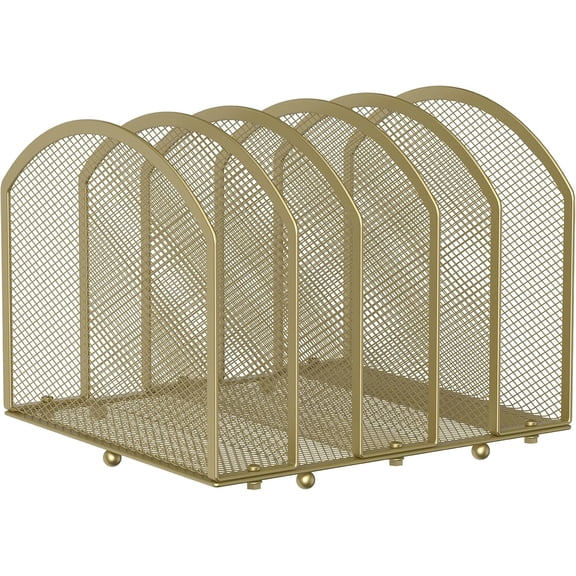 5-Section Desk File Organizer, Vertical Desktop File Holder Mail Sorter File Folder Holder Organization for Office School & Classroom (Black - 1Pack)