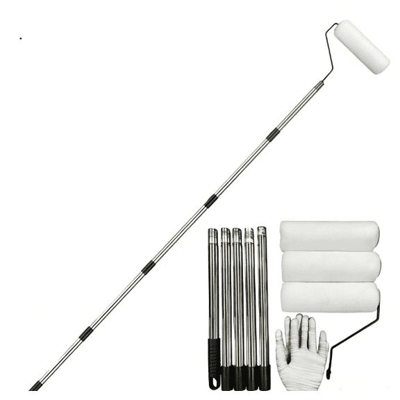 5-Section Telescopic Paint Roller Kit with Extension Pole, Wall and Ceiling Paint Roller Set with Roller Frame, Roller Covers and Paint Tray, Home Painting Tools