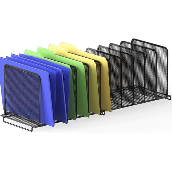 5 Section Upright File Sorter Organizer, Silver - 2 Pack