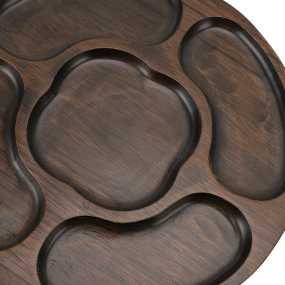5 Section Wooden Serving Tray Divided Snack Platter for Appetizers, Fruits, and Party Snacks, Natural Wood