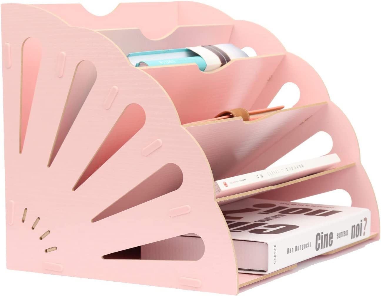 5 Sections Assembly File Sorter Buckle Design Office Wood File