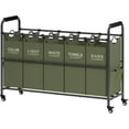 thumbnail image 1 of 5 Sections Laundry Sorter, Laundry Hamper with Heavy Duty Lockable Wheels and Removable Bags, 5 Bag Laundry Sorter Cart for Dirty Clothes Storage, Green, 1 of 14