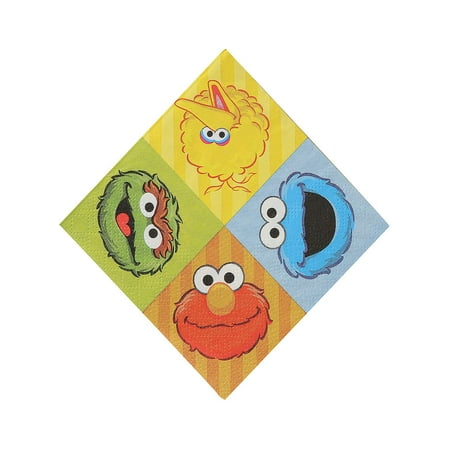 5" Sesame Street Party Characters Disposable Beverage Napkins - 16 count