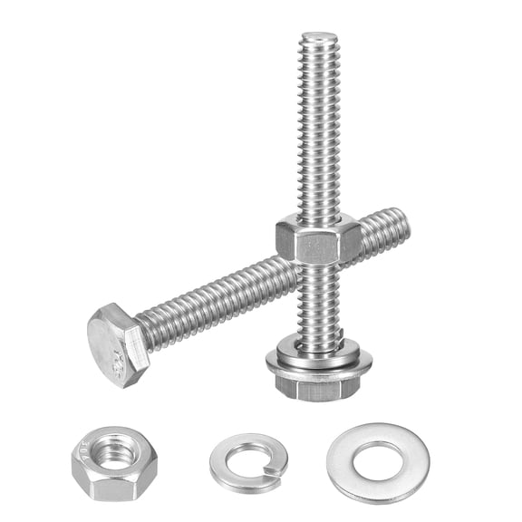 5 Set 1/4-20 x 2" Hex Head Bolts with 1/4" Nuts and Washers