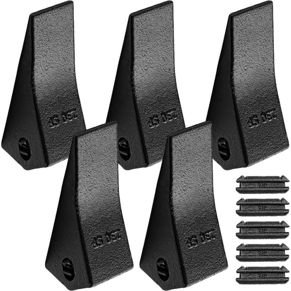 5 Set 230SP Backhoe Skid Bucket Teeth with Pins for  Excavator - Compatible with ,  &