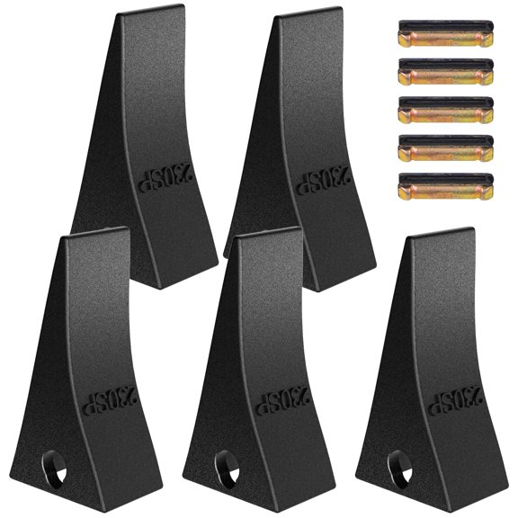 5 Set 230SP Excavator Bucket Teeth with Pins, Tractor Bucket Teeth for Mini Excavator Attachments, Skid Steer Accessories, Backhoe and Mini Backhoe, Digging and Land Clearing Replacement Kit