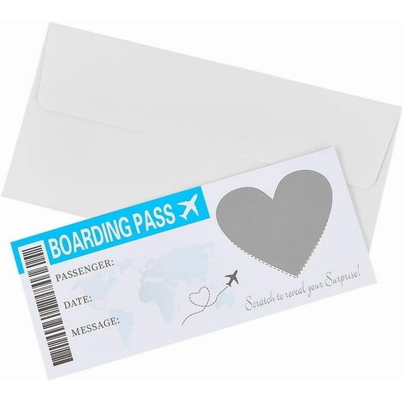 5 Set 25 Set Scratch Surprise Boarding Pass Slate Blue Scratch Off Boarding Pass Make Your Own DIY Travel Ticket Surprise Reveal Card for Christmas Wedding Birthday Party Supply