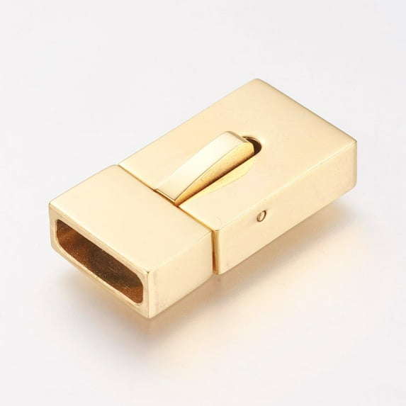 5 Set 304 Stainless Steel Magnetic Clasps Ion Plating (IP) Rectangle Golden 23x12x6mm Hole: 3x10mm