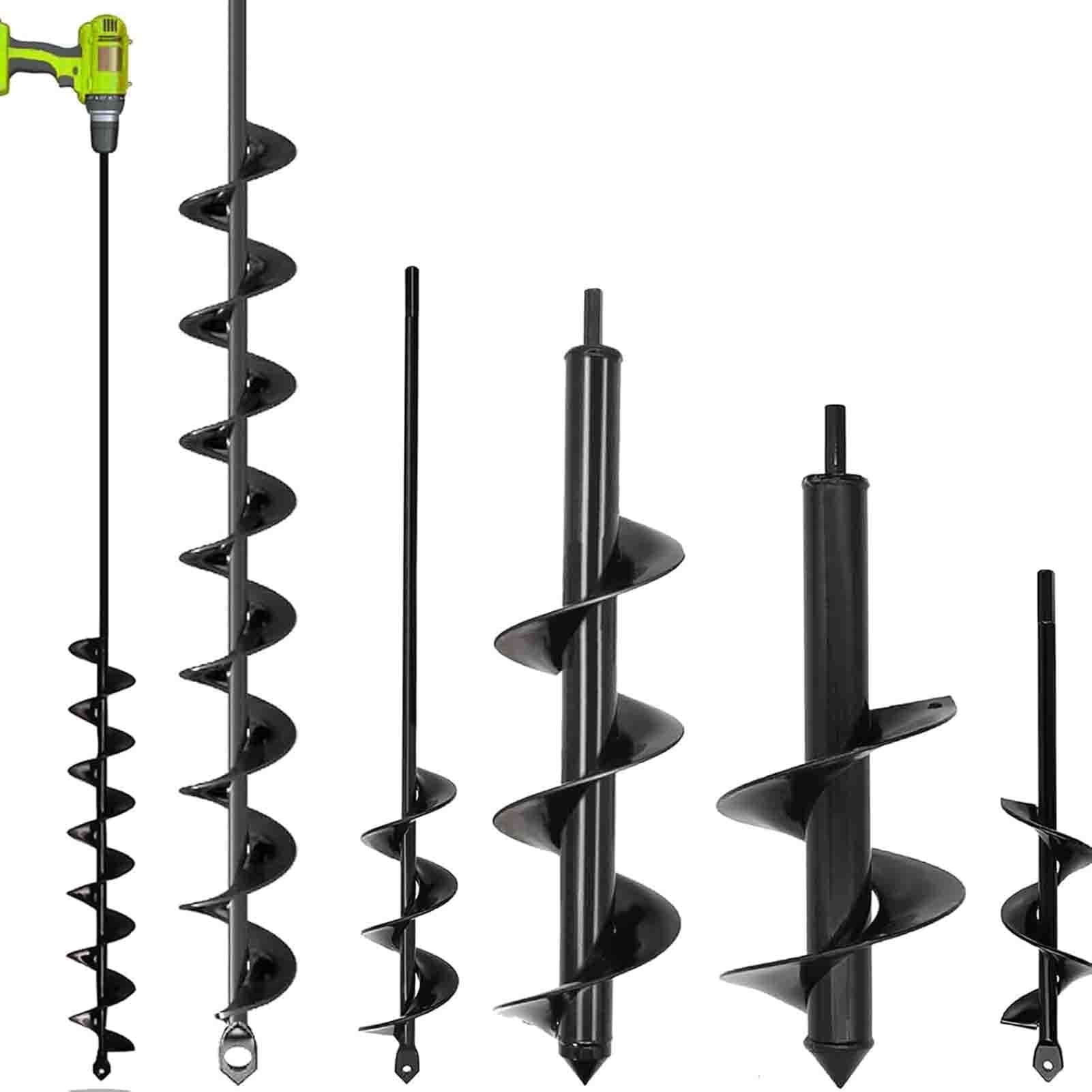TCBWFY 4 Pack Garden Auger Spiral Drill Bits – Heavy Duty Steel,Corrosion Resistant – Perfect For Post Holes,Earth & Lawn Augering,Planting Bulbs & Trees - View #6