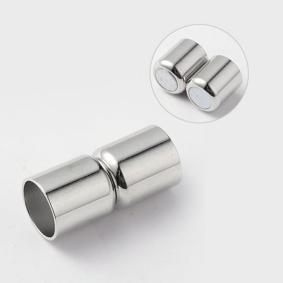 5 Set Column Brass Magnetic Clasps with Glue-in Ends Cadmium Free & Nickel Free & Lead Free Platinum 20x9mm Hole: 8mm