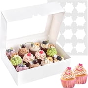 Livease Cupcake Boxes 12 Count, 5 Pcs Cupcake Containers with Window and Inserts for Bakery Supplies